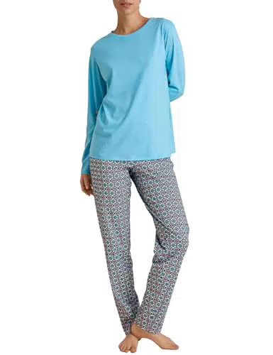 CALIDA Pyjama Damen lang aus 100% Baumwolle, atmungsaktiv und klimaregulierend