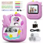CAMCLID Kinderkamera Sofortbildkamera 1080P HD mit Fotopapier und 32G TF Karte