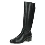 CAPRICE Damen Hohe Stiefel mit Absatz aus Leder bis zum Knie, Weite G
