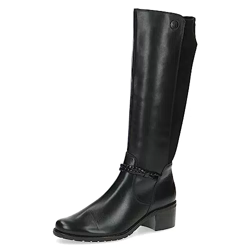 CAPRICE Damen Hohe Stiefel mit Absatz aus Leder bis zum Knie, Weite G