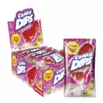 Chupa Chups Crazy Dips Erdbeere, 24er Thekendisplay enthält Erdbeer-Lollis in Fußform mit Brausepulver & Knistereffekt