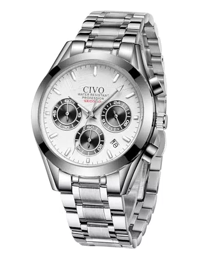 CIVO Herrenuhr Chronograph aus Edelstahl in Roségold - Wasserdichte Armbanduhr mit Quarzuhrwerk für Männer.