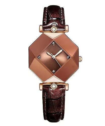 CIVO Damen Uhr Analog Quarz Wasserdicht mit Lederarmband und Diamanten