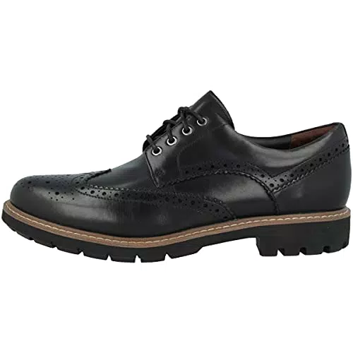 Clarks Herren Batcombe Wing Derbys, Schwarzes Leder
