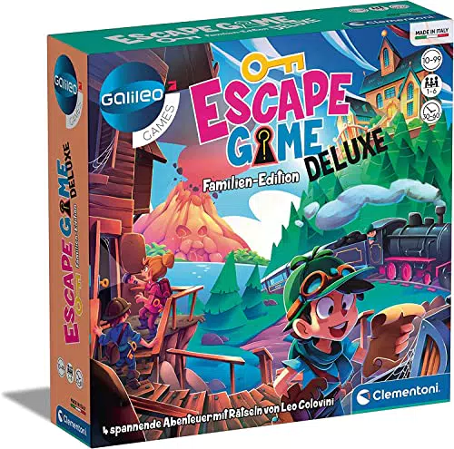 Clementoni Escape Game Deluxe – Familienspiel mit 4 Abenteuern für Rätsel-Fans