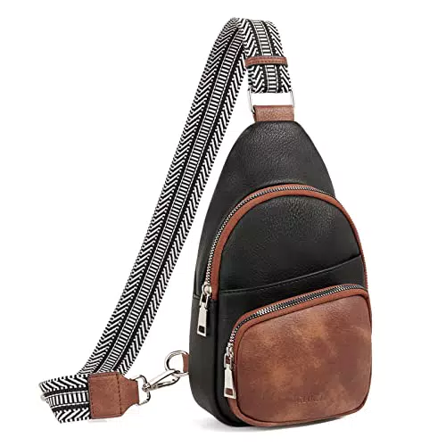 CLUCI Klein Brusttasche Damen Sling Bag PU Leder für Outdoor Reisen