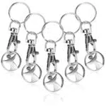 com-four® Schlüsselanhänger aus Metall mit Karabinerhaken und Einkaufswagenchip