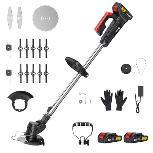 CONENTOOL 600W Akku Rasentrimmer mit 24V Schneidklingen und 8500rpm