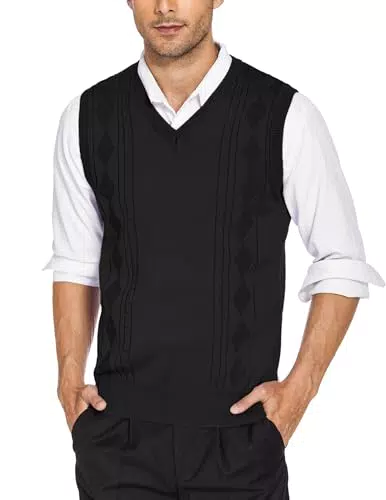 COOFANDY Herren Pullunder V-Ausschnitt Strickweste Business Klassisch
