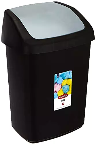 Curver Swing Abfalleimer mit Schwingdeckel, 10 L, Kunststoff, modernes Design