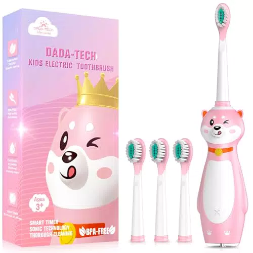 Dada-Tech Schallzahnbürste für Kinder ab 3 Jahren mit integriertem Timer und 3 Putzmodi