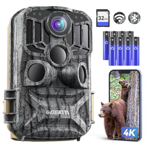 DEATTI Wildkamera 4K 48MP HD mit WLAN, Bluetooth und Nachtsicht