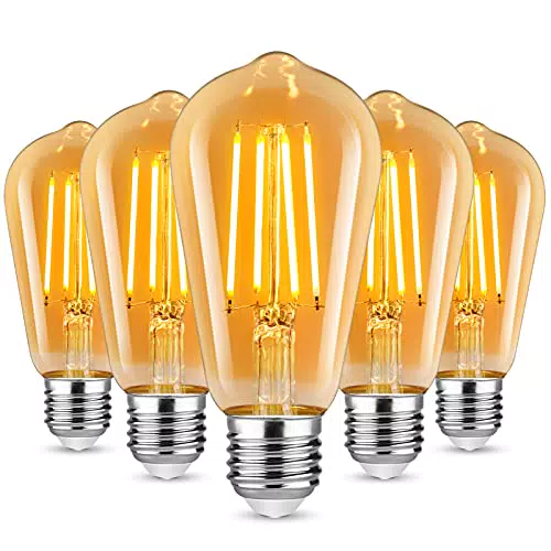 Defurhome Edison LED Vintage Glühbirne E27 ST58 700 Lumen 6W für Retro Beleuchtung