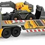 Dickie Toys Volvo Heavy Mack Truck mit Anhänger, Bagger & Radlader, Licht & Sound