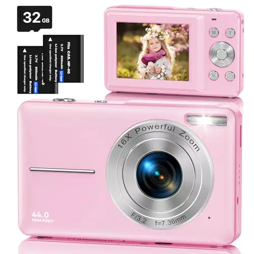 Digitalkamera 1080P FHD 44MP mit 32GB Karte und 16X Digital Zoom für Kinder