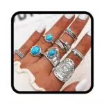 Edary Vintage geschnitzte Knöchelringe Set - Stapelbare Fingerringe für Damen