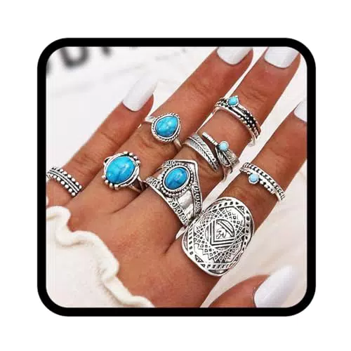 Edary Vintage geschnitzte Knöchelringe Set - Stapelbare Fingerringe für Damen