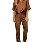 Ekouaer Damen Schlafanzug V-Ausschnitt Pyjama Set für den Sommer