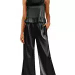 Ekouaer Schlafanzug Damen Ärmellos Satin Pyjama Set für Sommer Freizeit
