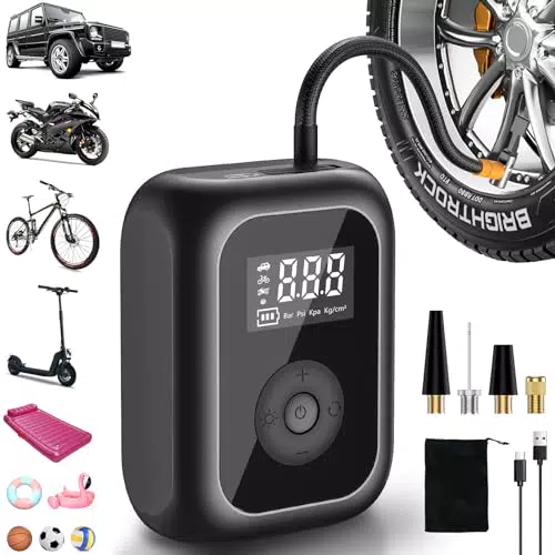 Xiaomi Elektrische Fahrradpumpe 6000mAh, Kabellose Luftpumpe mit Autostop