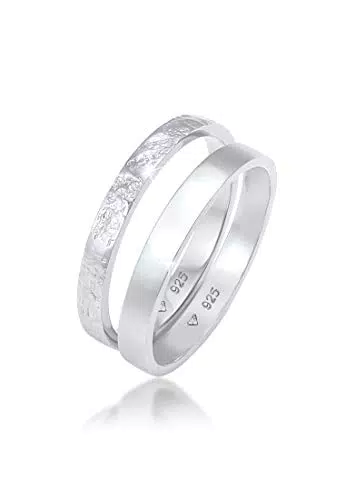 Elli Ring Set Damen Gehämmert in 925 Sterling Silber - Basic Look