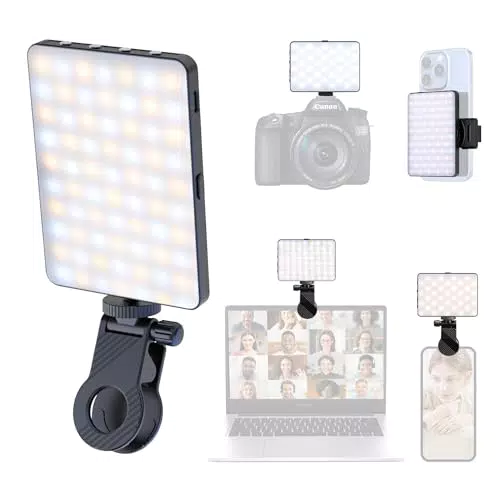 ETENTOUS Selfie Licht mit Clip, dimmbar, 80 LED, 3000K-9900K für YouTube und TikTok