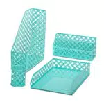 EXERZ Schreibtisch Organizer Büro-Set Metallgitter A4 Briefablage und Stifthalter