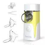 FEELLIFE Inhalator für Kinder & Erwachsene - Leise Vernebler für Babys - Tragbar & effektiv bei Atemwegsproblemen - Musikfunktion, 2 Medizinbecher