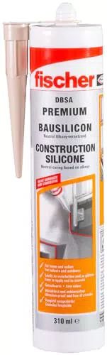 Fischer Premium Bausilikon - Geruchsarmes Silikon für Innen & Außen - Wetterfeste Dichtmasse