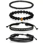 Flongo Lederarmband Kordelkette Surfer Wickeln Motorradfahrer Verstellbar