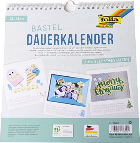 Folia Dauerkalender Spiralbindung 23 x 24 cm für Bilder und Fotos bis 13 x 18 cm