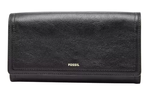 Fossil Brieftasche für Frauen Logan, Leder/Polyurethan Trim Klappe Clutch schwarz 19