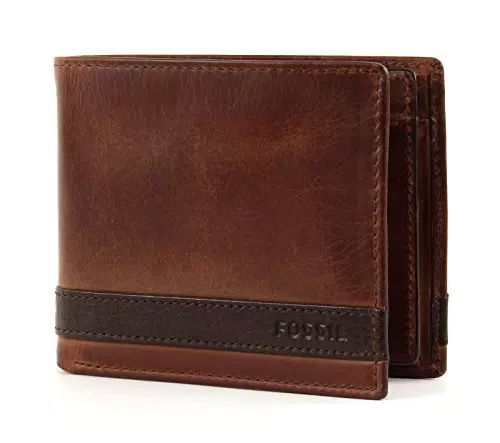 Fossil Brieftasche für Herren Quinn, 100% Leder Bifold braun 11