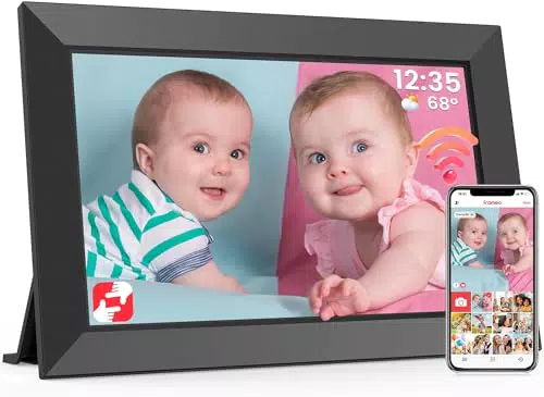 Digitaler Bilderrahmen Frameo 10,1 Zoll WLAN HD IPS Touchscreen, 32GB Speicher, Automatische Drehung