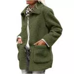 Generisch Fleecejacke Damen Winterjacke mit Taschen und Strickjacke
