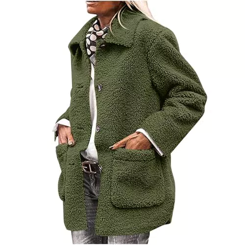 Generisch Fleecejacke Damen Winterjacke mit Taschen und Strickjacke