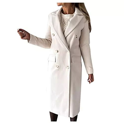 Generisch Damen Wintermantel Peacoat Trenchcoat Elegante Übergangsmantel