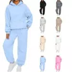 Sportanzug Damen Jogginganzug Langarm Hoodie und Sporthose Activewear Set