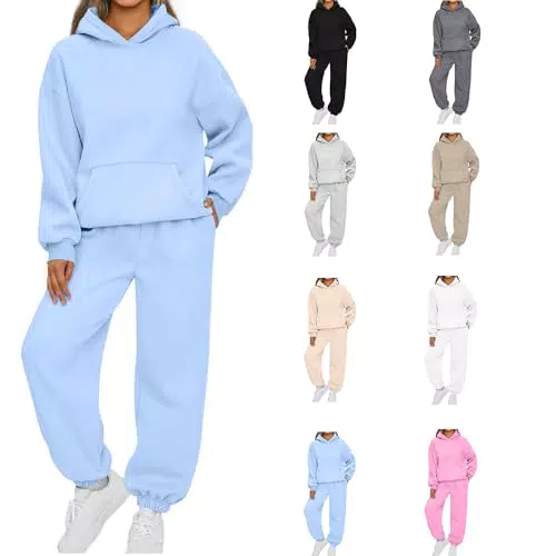 Sportanzug Damen Jogginganzug Langarm Hoodie und Sporthose Activewear Set