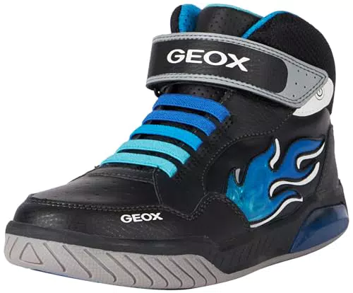 Geox J INEK Boy Sneaker, Grey/LT Blue