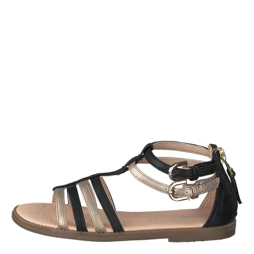 Geox Madchen J Sandal Karly Girl Sandalen, BLACK/PLATINUM