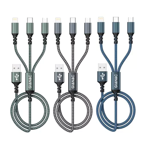 GIANAC 3-in-1 Universal Ladekabel für iPhone, Android, Galaxy, Huawei, Oneplus