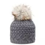 GIESSWEIN Longbeanie Wunspitze - Damen Merino Mütze mit Kunstfell Bommel
