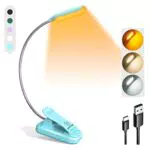 Glocusent Leselampe Buch Klemme, wiederaufladbare Klemmlampe mit 10 LEDs, 360° flexibel