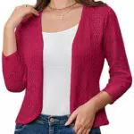GRACE KARIN Damen Bolero 3/4 Ärmel Festlich Open Front Schulterjacke