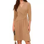 GRACE KARIN Damen Freizeitkleid mit V-Ausschnitt und Reißverschluss hinten