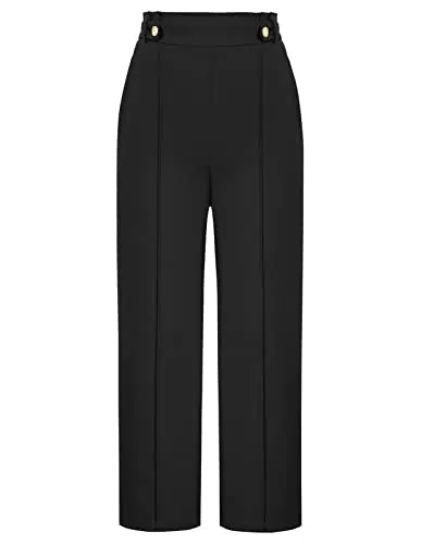 GRACE KARIN Damen Bundweite Hose für Büro und Alltag im Wide Leg Stil