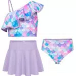 Grace Karin Mädchen Bikini Set mit verstellbaren Schultergurten - Lila Meerjungfrau