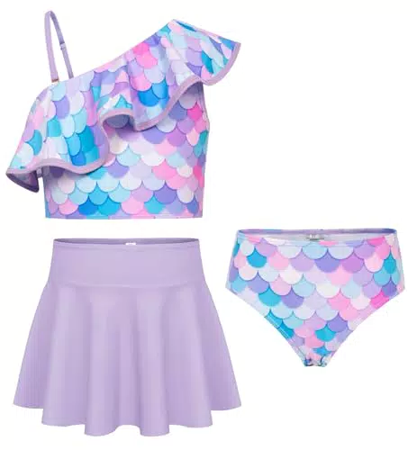 Grace Karin Mädchen Bikini Set mit verstellbaren Schultergurten - Lila Meerjungfrau
