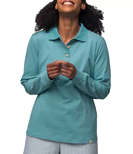 Greenjama Damen Langarm-Shirt mit Polo-Kragen, GOTS-Zertifiziert.
